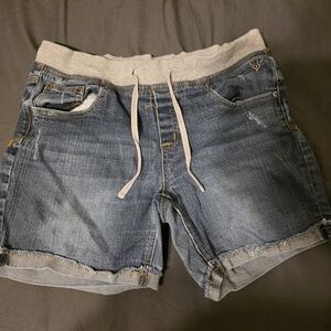 Justice Blue Jean Shorts with Gray Waistband